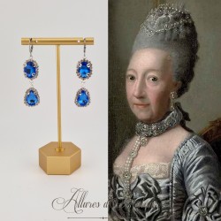 Boucles d'oreilles Strass Argenté - Bleu