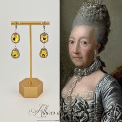Boucles d'oreilles Strass Argenté - Jaune