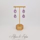 Boucles d'oreilles Strass Argenté - Mauve