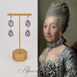 Boucles d'oreilles Strass Argenté - Mauve
