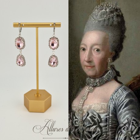 Boucles d'oreilles Strass Argenté - Rose