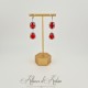 Boucles d'oreilles Strass Argenté - Rouge