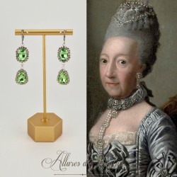 Boucles d'oreilles Strass Argenté - Vert Clair