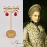 Boucles d'oreilles XVIIIe Noeud - strass Rouge