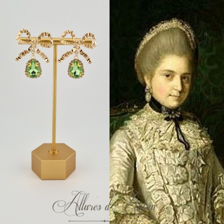 Boucles d'oreilles XVIIIe Noeud - strass Vert Clair