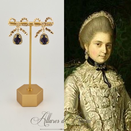 Boucles d'oreilles XVIIIe Noeud - strass Violet