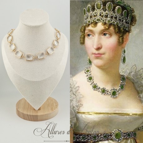 Collier Strass Carrés - Blanc