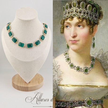 Collier Strass Carrés - Vert