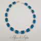 Collier Strass Carrés - Bleu