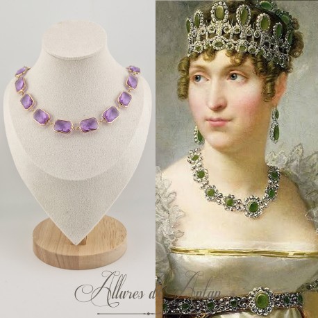 Collier Strass Carrés - Mauve