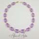 Collier Strass Carrés - Mauve