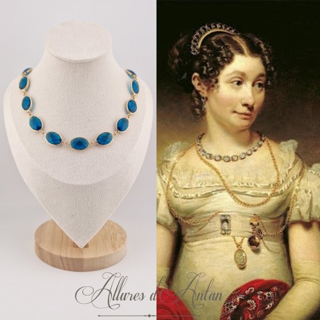 Collier Strass Ovales - Bleu