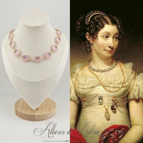 Collier Strass Ovales - Rose