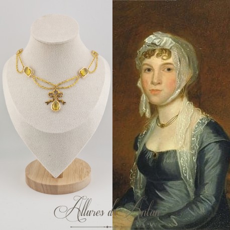 Collier en esclavage- Chaine et Strass - JAUNE
