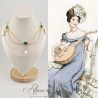 Collier en esclavage- Chaine et Strass - Vert