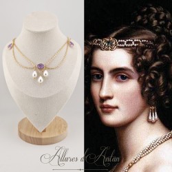 Collier- Chaine, Strass et Perles - Mauve