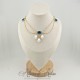 Collier- Chaine, Strass et Perles - Bleu