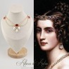 Collier- Chaine, Strass et Perles - Rouge