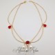 Collier- Chaine, Strass et Perles - Rouge