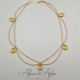 Collier- Chaine, Strass et Perles - Jaune