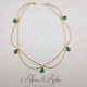 Collier- Chaine, Strass et Perles - Vert