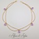 Collier- Chaine, Strass et Perles - Mauve