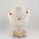 Collier- Chaine, Strass et Perles - Rouge