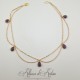 Collier- Chaine, Strass et Perles - Violet