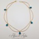 Collier- Chaine, Strass et Perles - Bleu