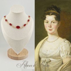 Collier- Chaine et Strass - ROUGE