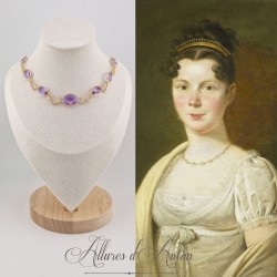 Collier- Chaine et Strass - Mauve