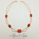 Collier- Chaine et Strass - ROUGE