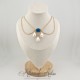 Collier- Chaine, Strass et Perles - Bleu