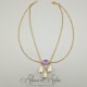 Collier- Chaine, Strass et Perles - Mauve