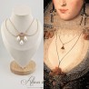 Collier- Chaine, Strass et Perles - Rose