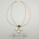 Collier- Chaine, Strass et Perles - Vert