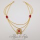 Collier en esclavage- Chaine et Strass - ROUGE