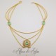 Collier en esclavage- Chaine et Strass -Vert Clair