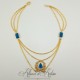 Collier en esclavage- Chaine et Strass - Bleu