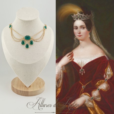 Collier- Chaine, Strass - Vert