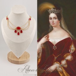 Collier- Chaine, Strass - Rouge