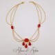 Collier- Chaine, Strass - Rouge