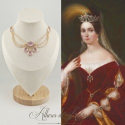 Collier- Chaine, Strass - Rose