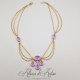 Collier- Chaine, Strass - Mauve