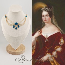 Collier- Chaine, Strass - Bleu
