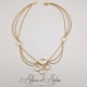 Collier- Chaine, Strass - Blanc