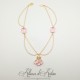 Collier- Chaine, Strass - Rose