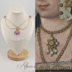 Collier- Chaine, Strass - Mauve