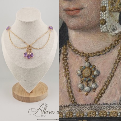 Collier- Chaine, Strass - Mauve