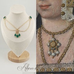 Collier- Chaine, Strass - Vert